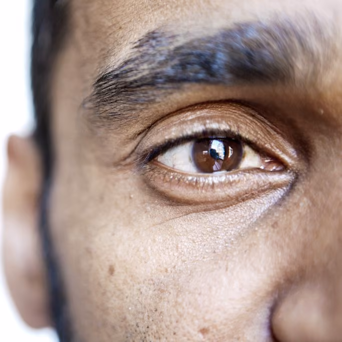 close up of a mans eye