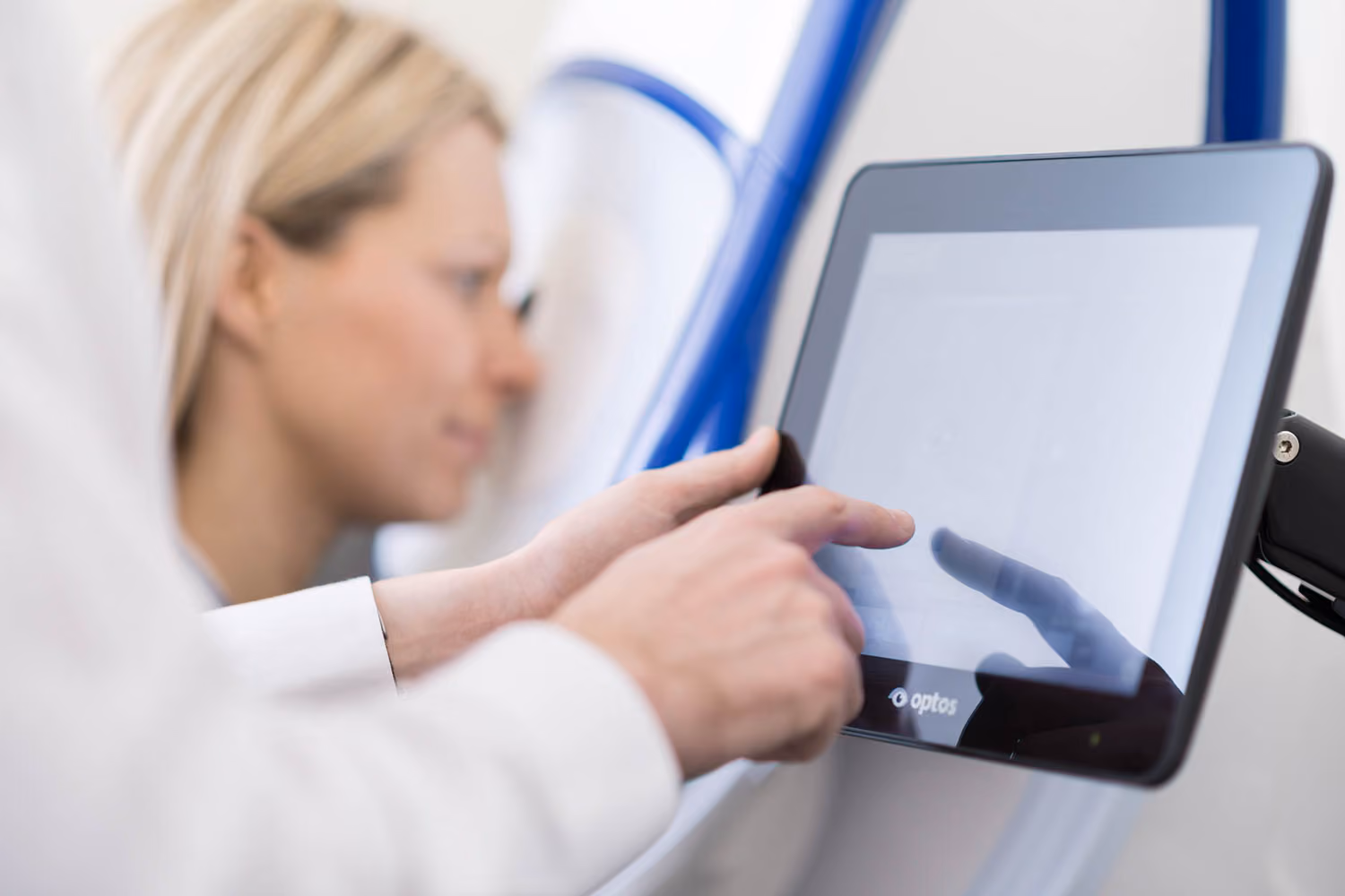 Optometrist with patient having an eye exam