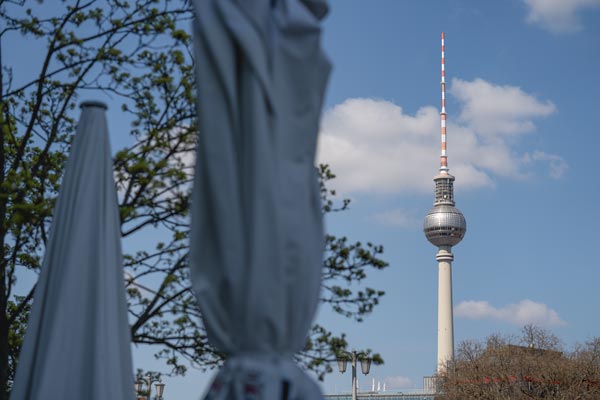 Berlin TV Tower with clear blue sky