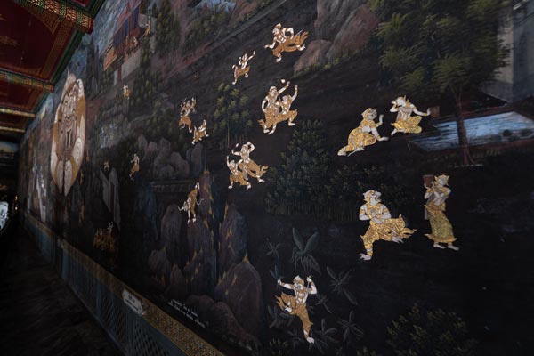 Traditional mural at Wat Phra Kaeo in Bangkok