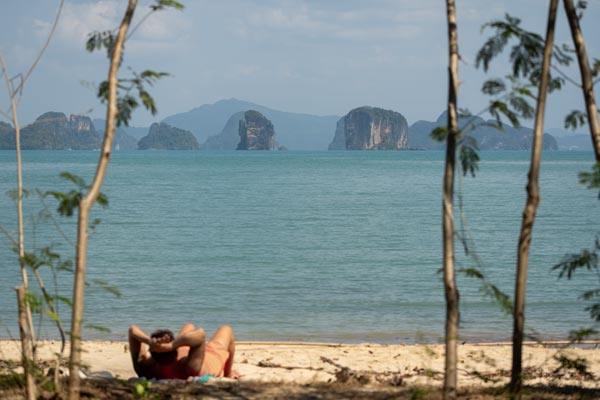 Scenic view of limestone cliffs from beach