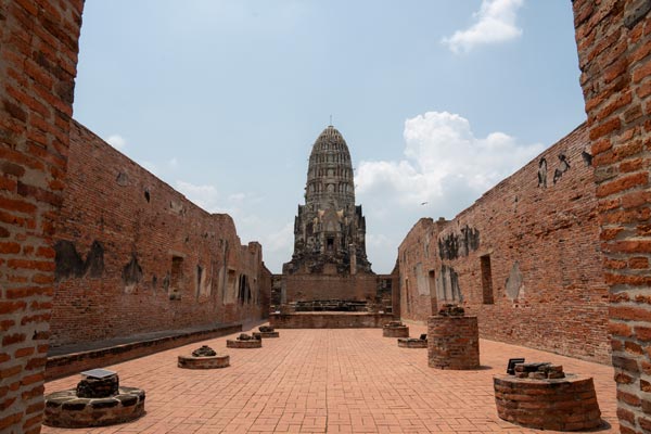 Ancient ruins of Wat Ratchaburana in Ayutthaya