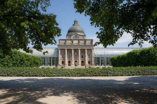 Bavarian State Chancellery in Munich with gardens