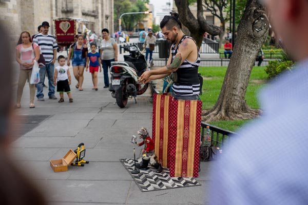 Tiermarionette singt bei Straßenshow in Guadalajara