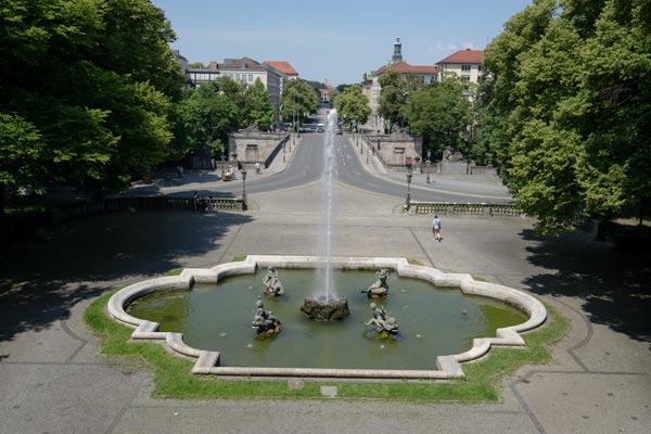 Friedensengel Fountain in sunny Munich cityscape