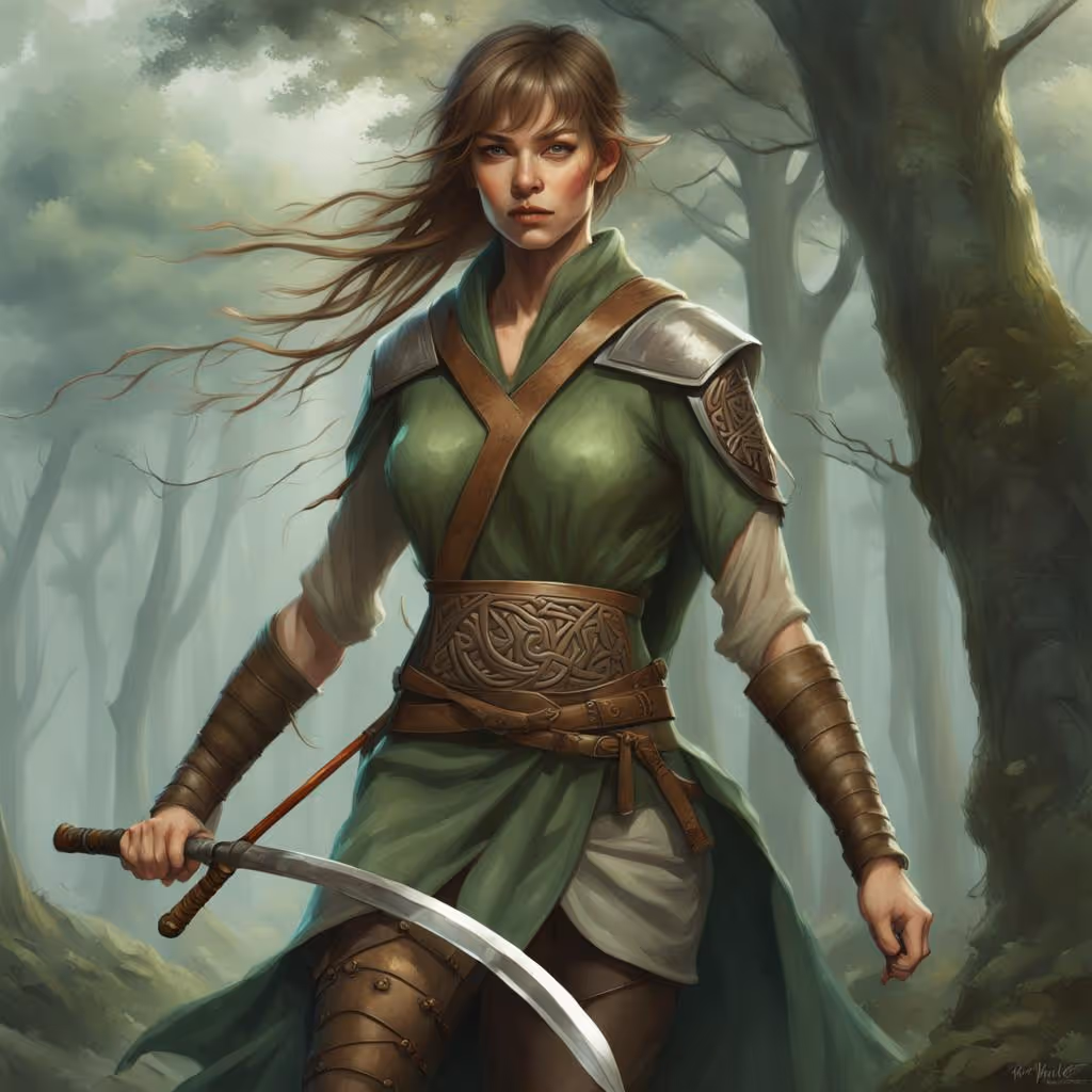 Izzy, a Galician Warrior of Destiny, with her katana's