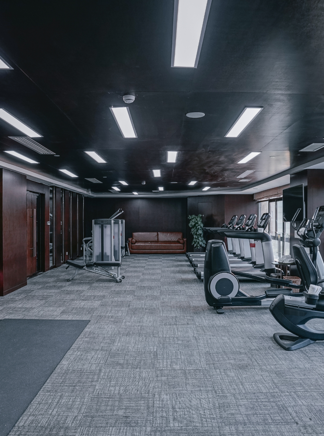 Modern fitness facility interior with treadmills and gym equipment prepared for gym equipment moving services, showing a spacious workout area ready for professional relocation, setup, or installation in Palm Beach Gardens, FL