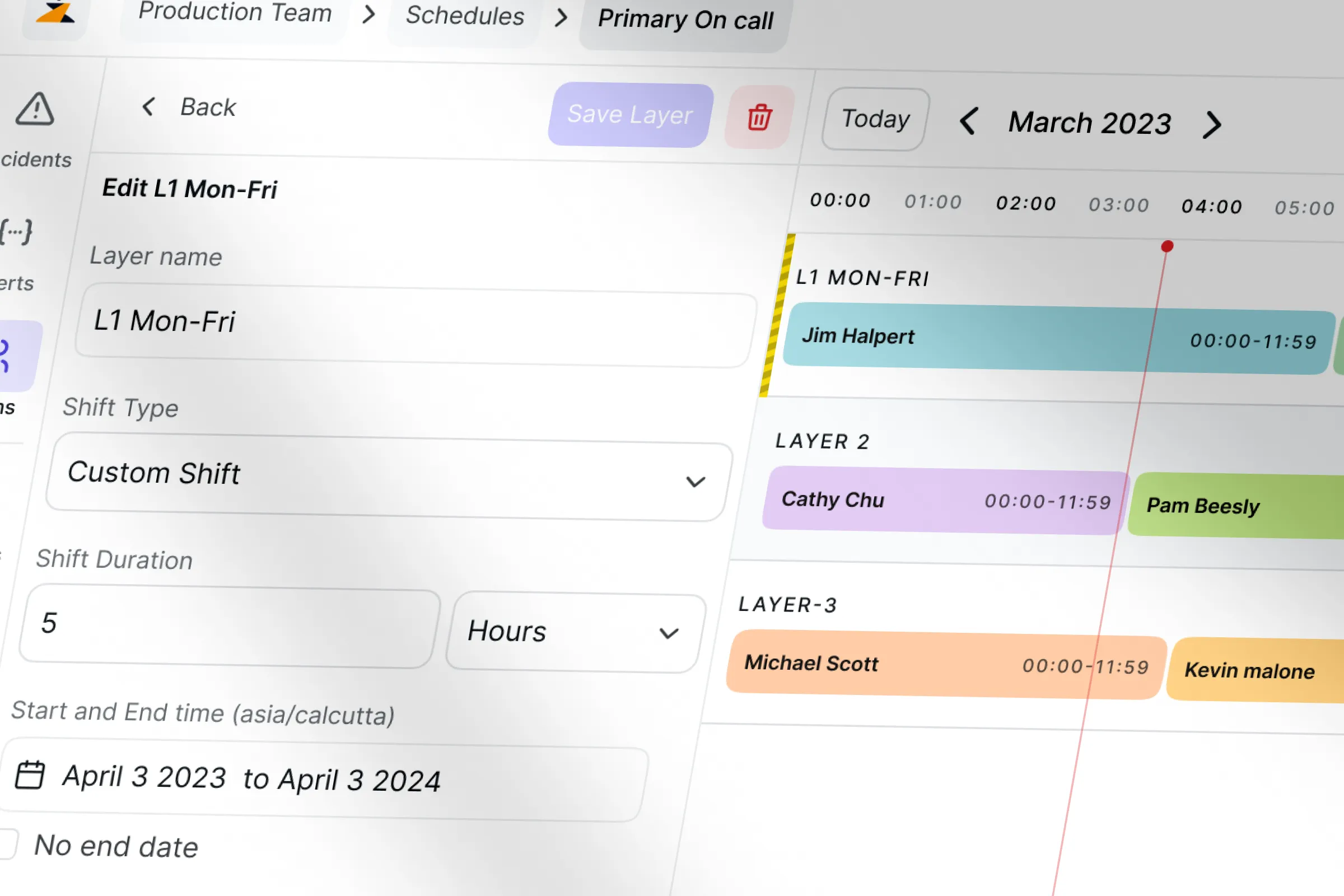 a zoomed in view of the schedule ui showing the details of the schedule
