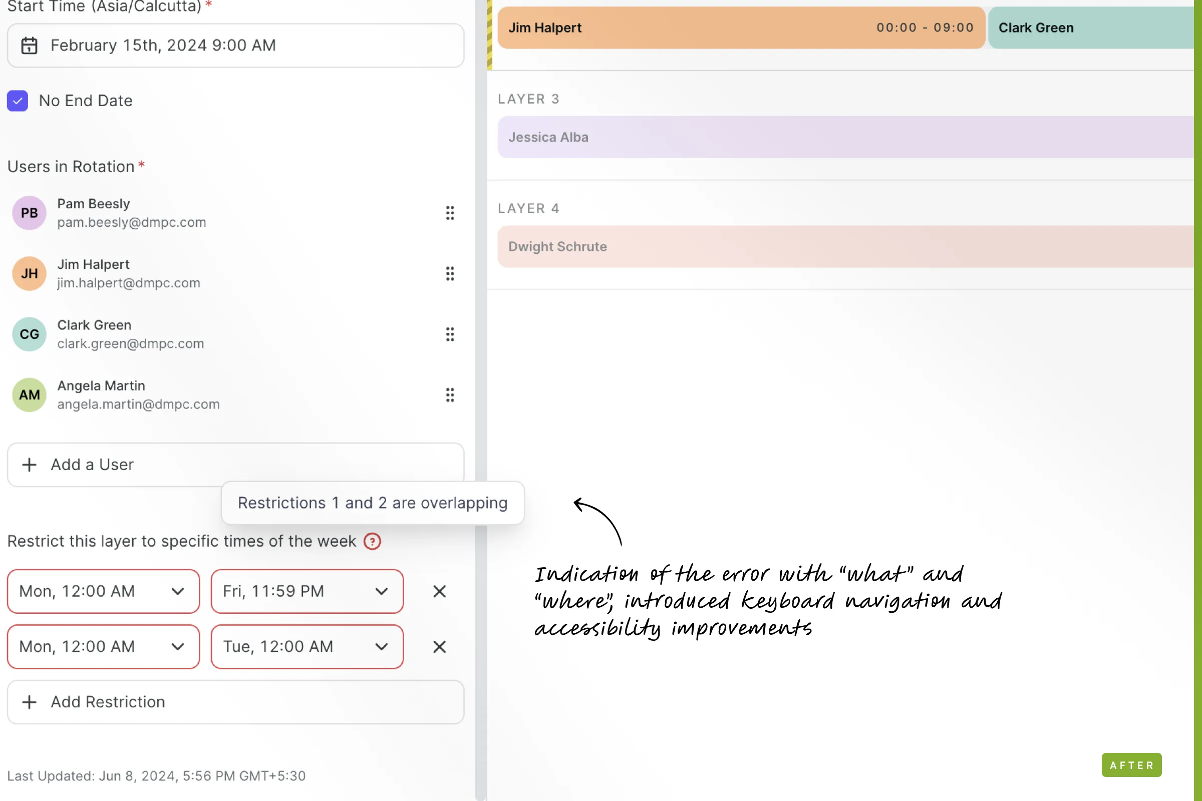 comparsion image - after. showing the improvement in terms of error handling in the UI