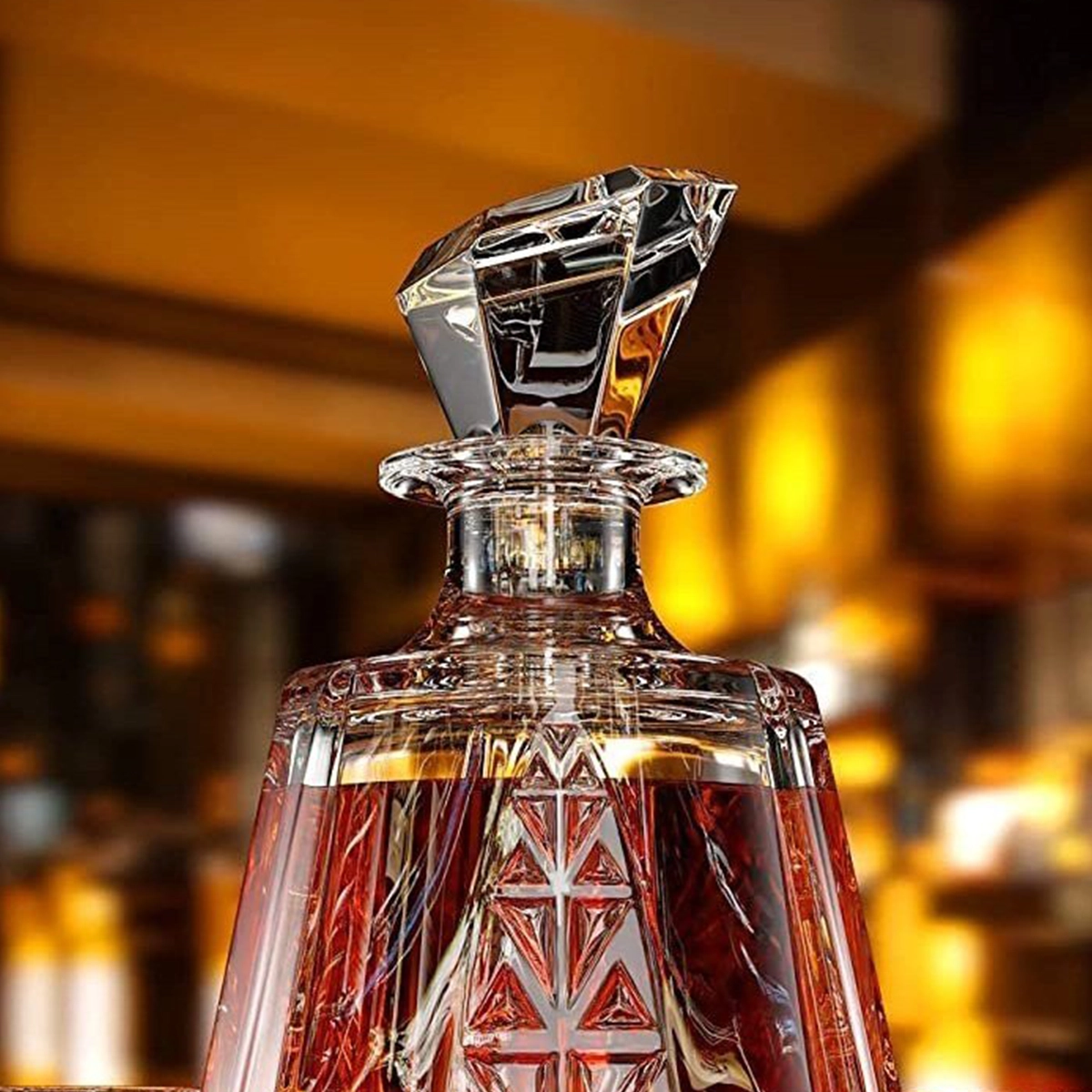 Detail of the Ashcroft decanter's three-sided glass construction, barware product design by Spitfire