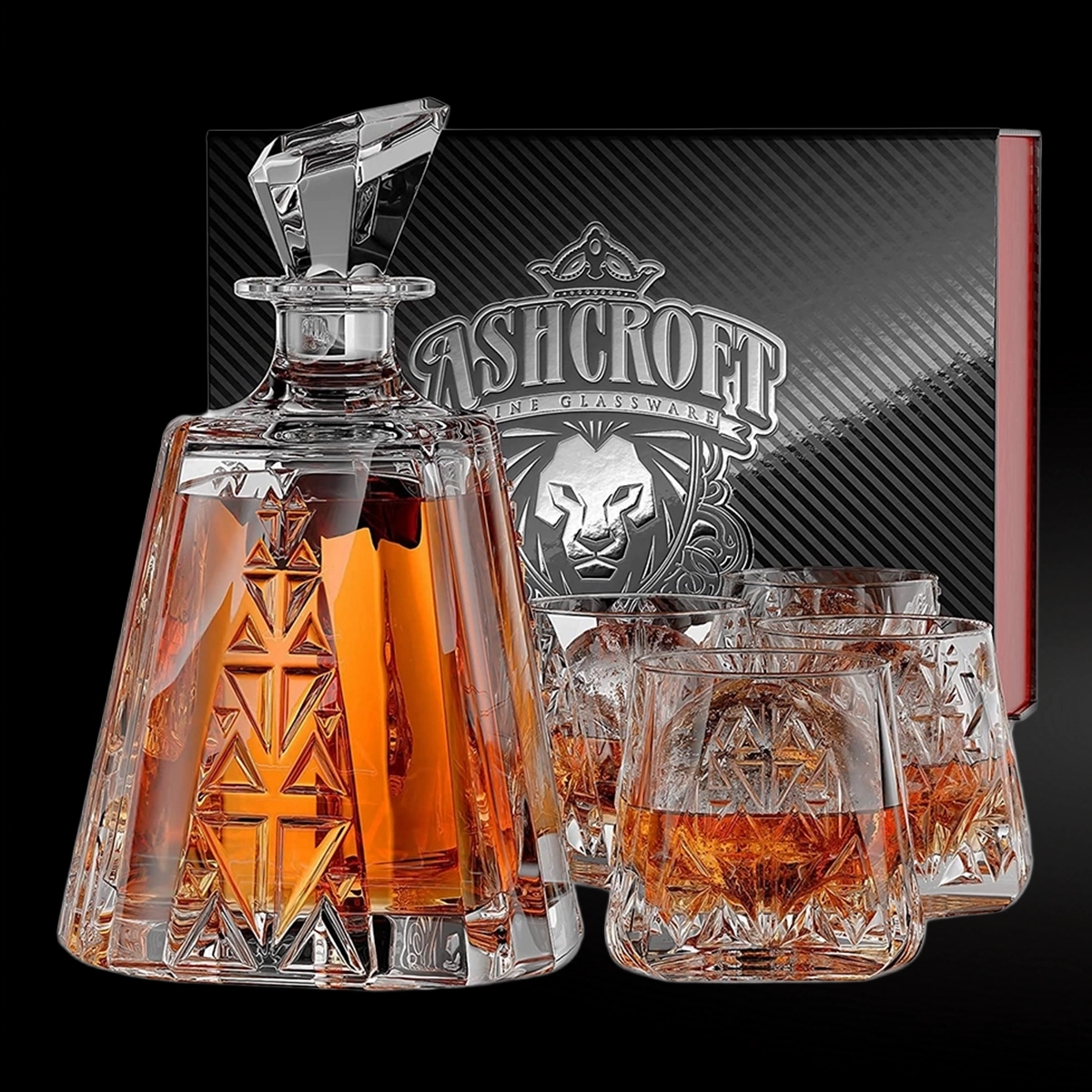 Ashcroft whiskey decanter premium gift packaging, packaging design by Spitfire