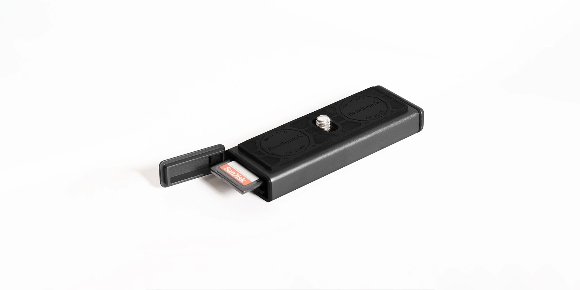 Benchmark Studio Sidekick SD card case, a tech camera accessory designed and developed by Spitfire Industry