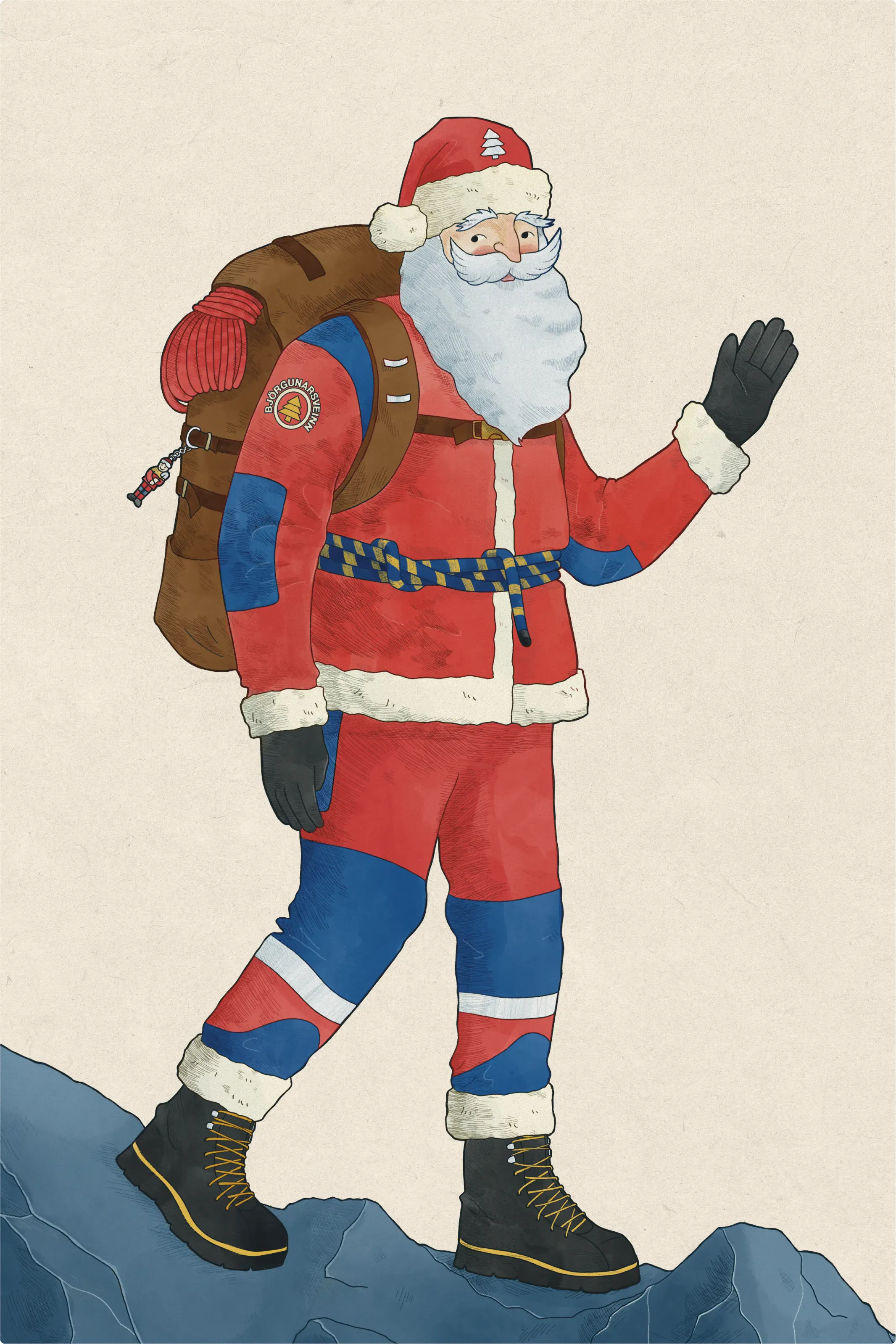 An Illustration of search and rescue santa claus