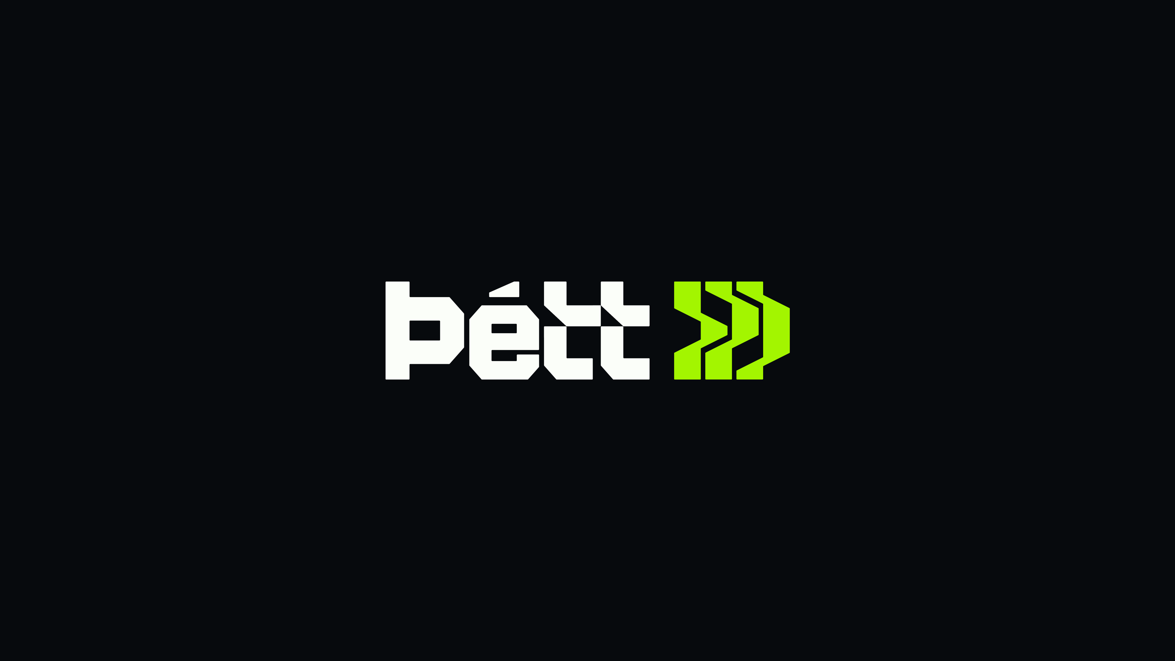 Primary white and neon green Þétt logo on black background.