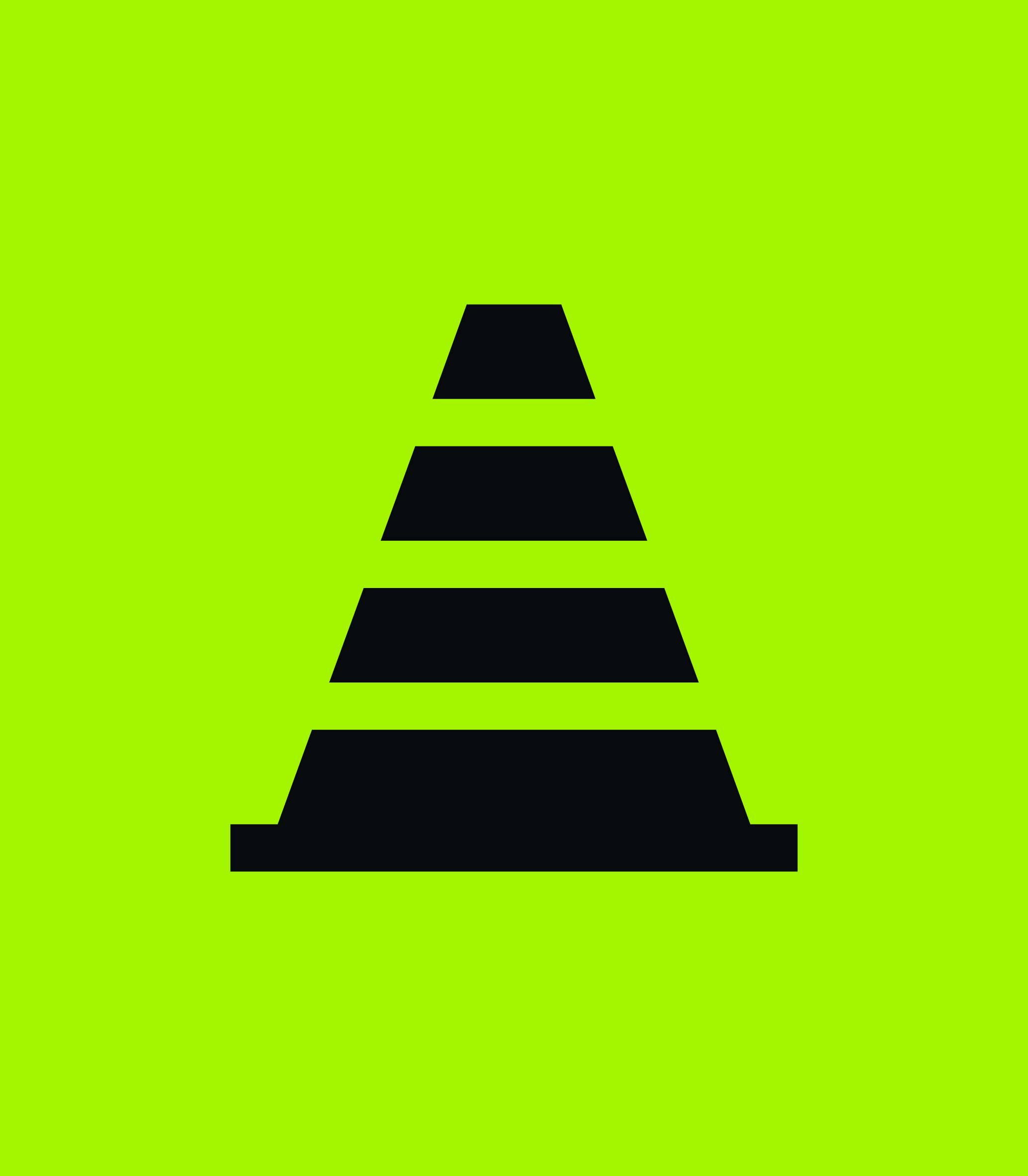 Black traffic conde icon on a neon green background. 