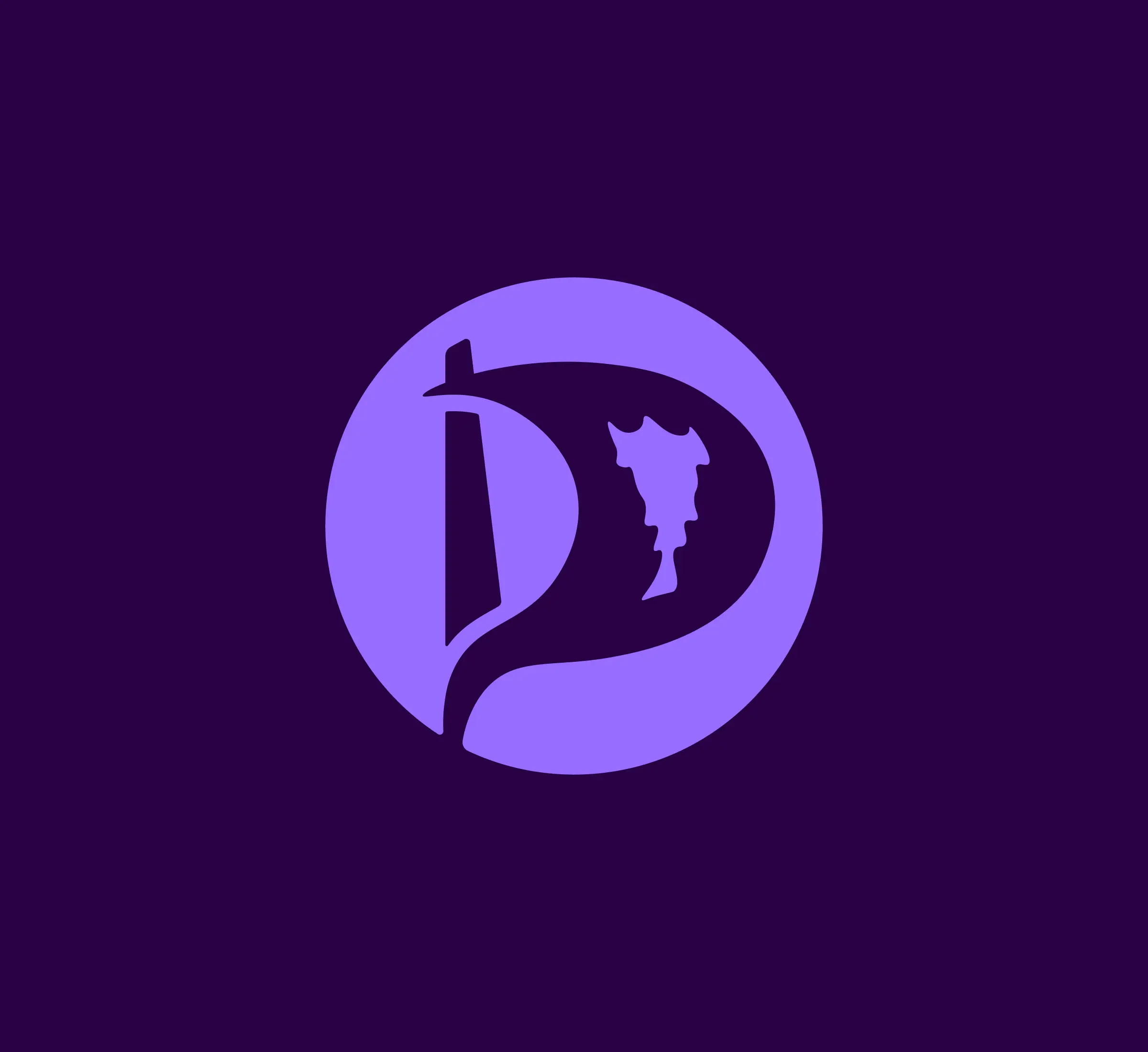 Light purple Píratar logo on a purple background.