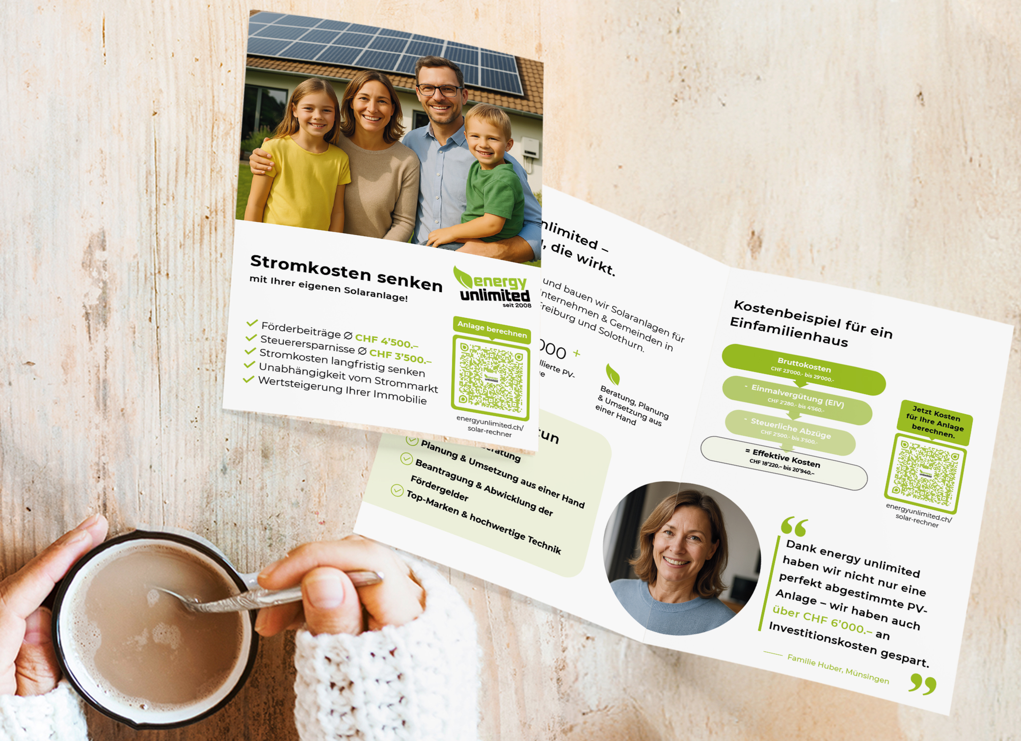 Eine Bushaltestelle mit einem Plakat der Familienpflege AG