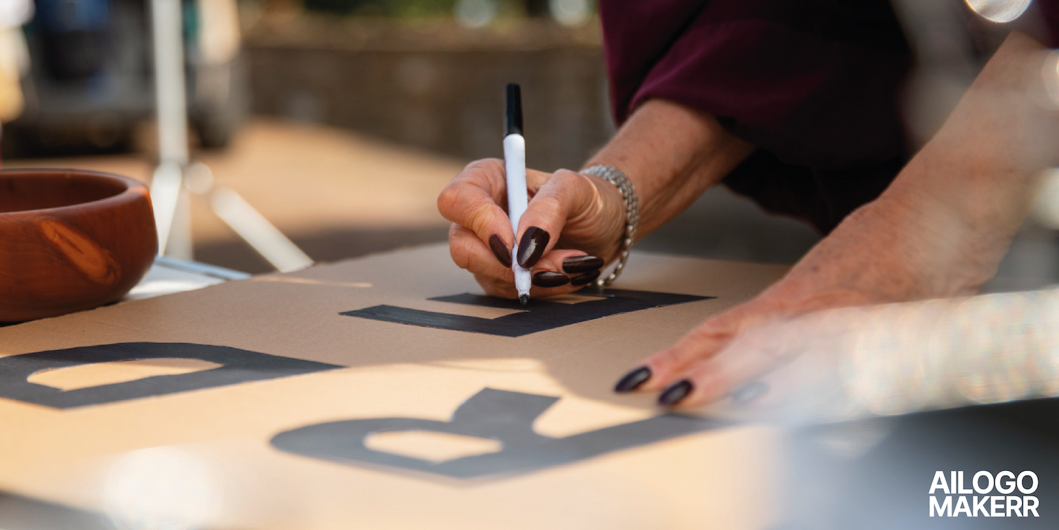 designer creting a logo with fonts