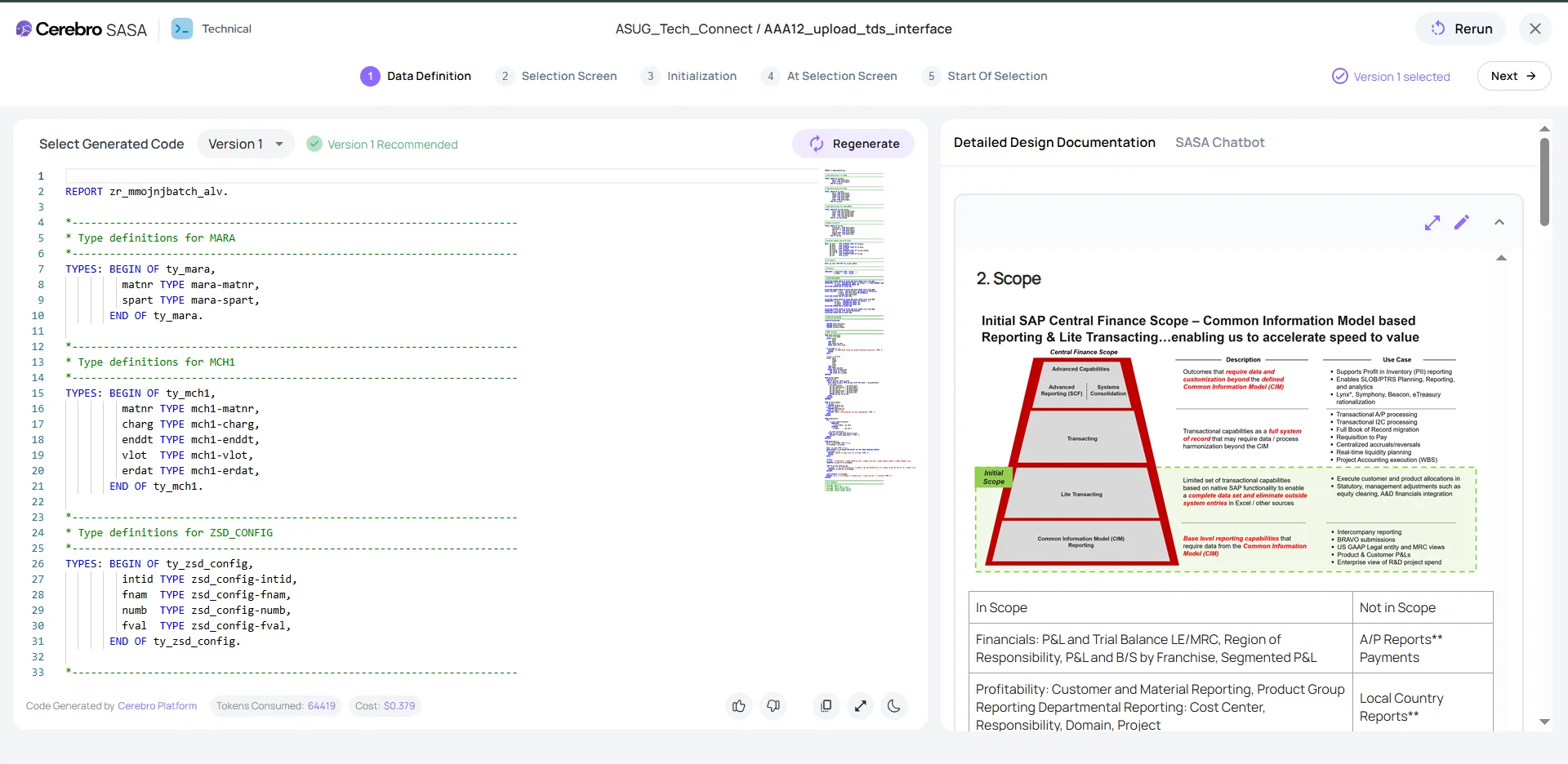 SASA ABAP Code Generation interface