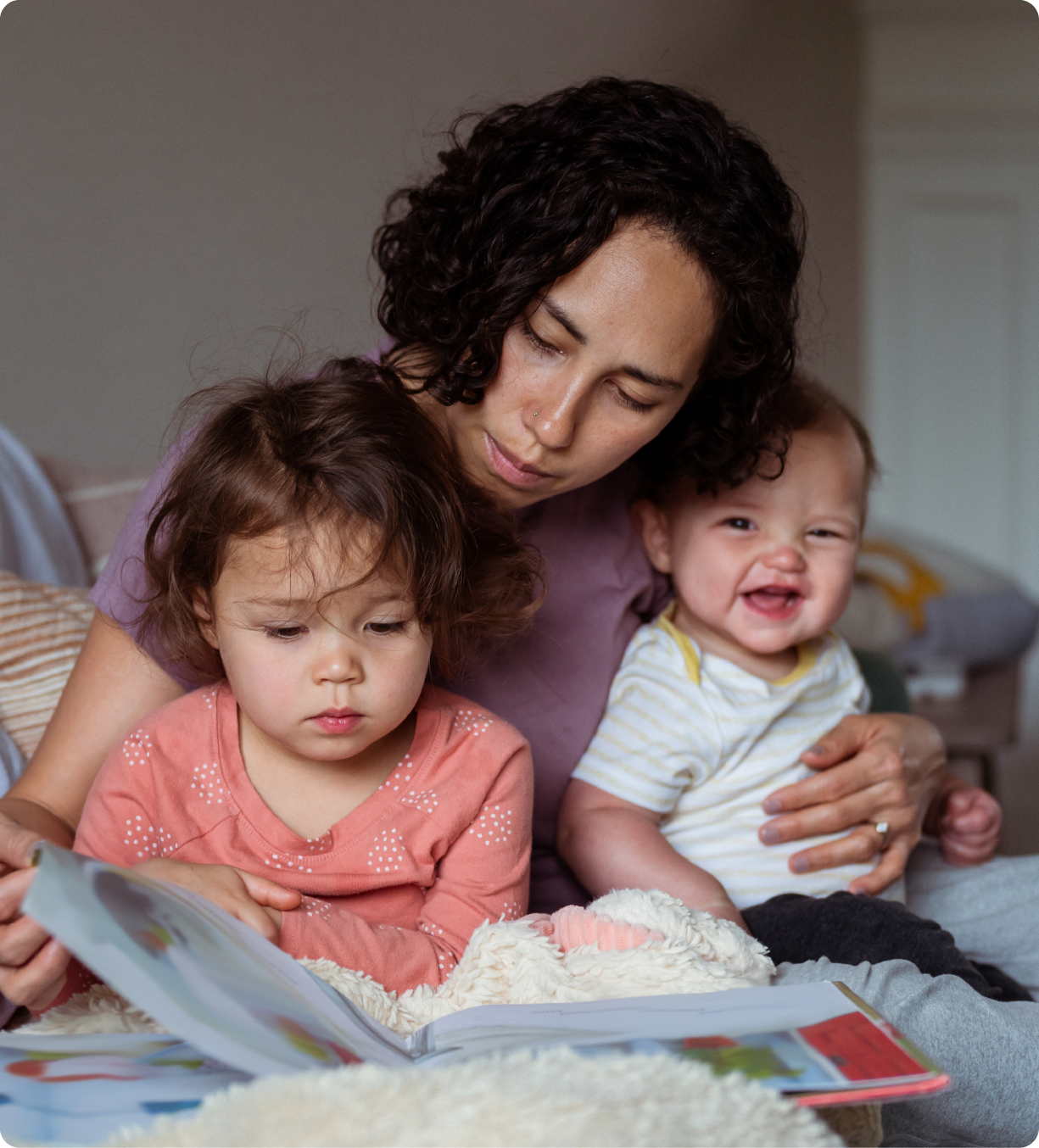 EPH Image: Mom reading to two children