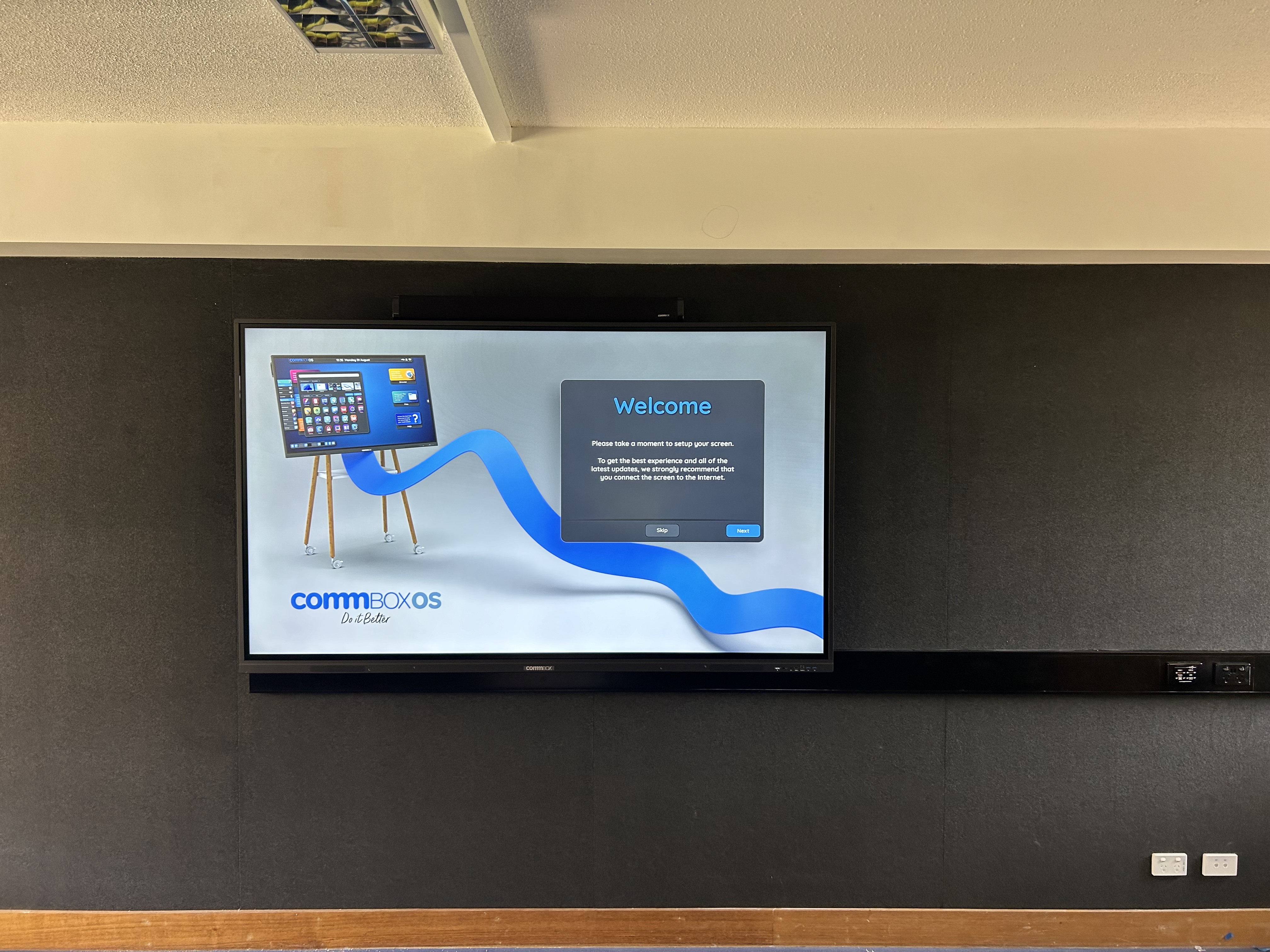  Wall mount large screen TV on the left side of the room