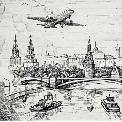 dezen tapete za kuhinju aviona koji leti iznad grada