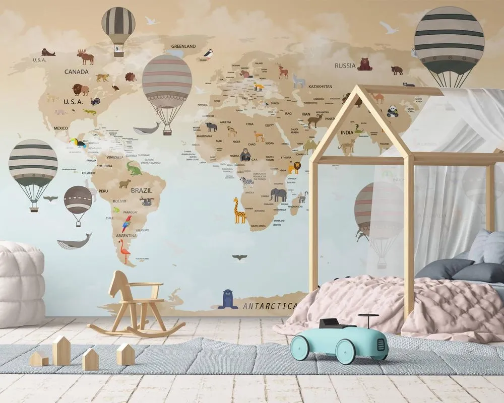 Mapa sveta plavo-bež