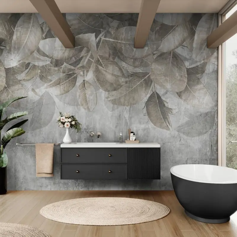 Braon lišće u betonu