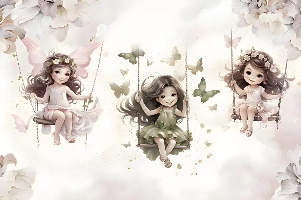 Devojčice na ljuljaškama foto tapeta