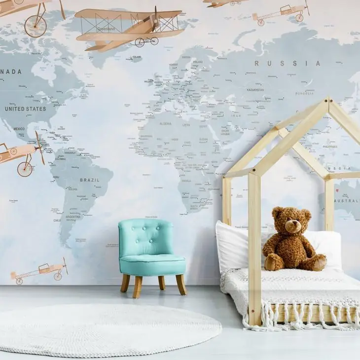 dečija mapa sveta plava