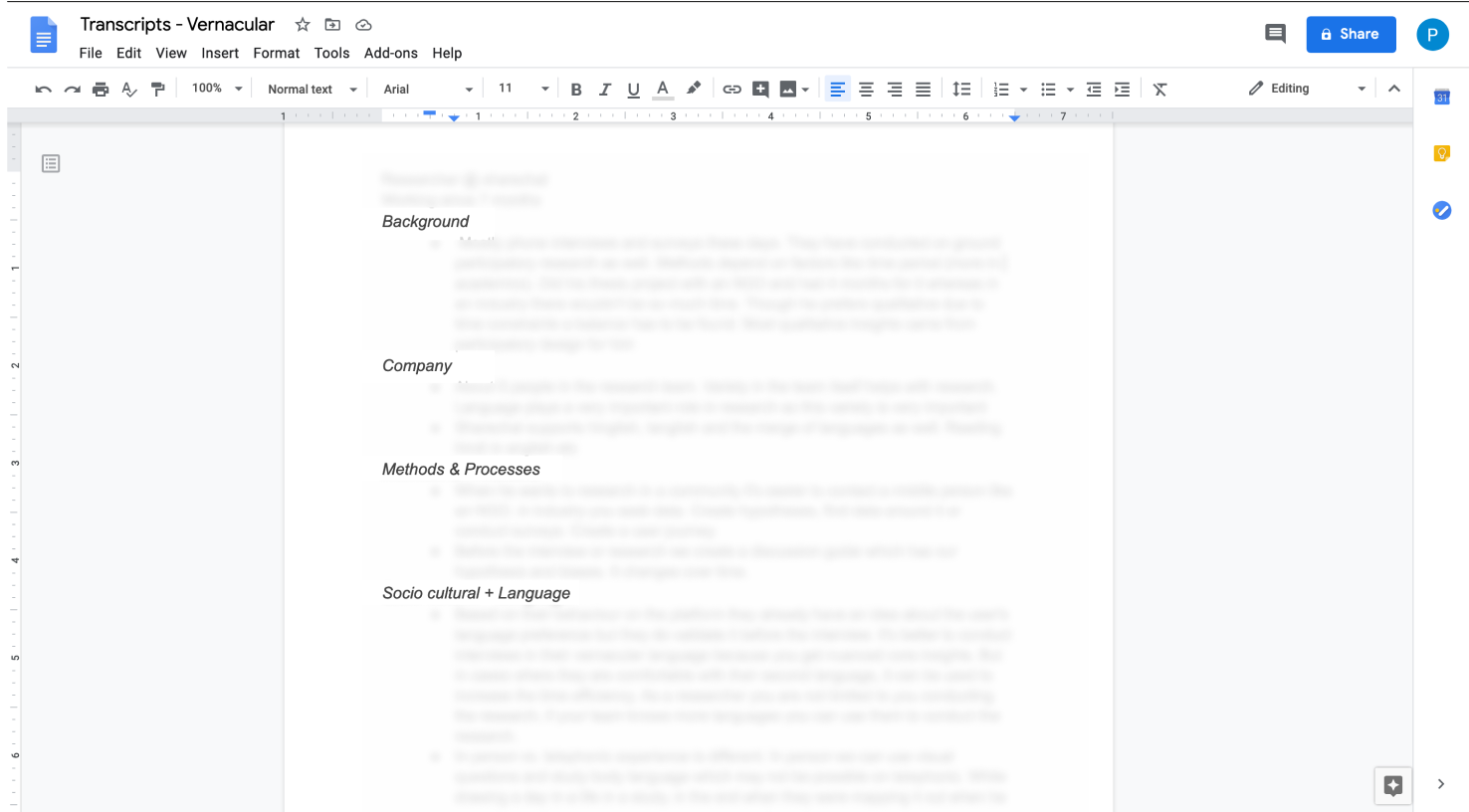 transcript format