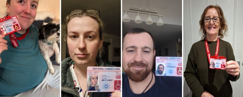 grid showing four national carers card holders