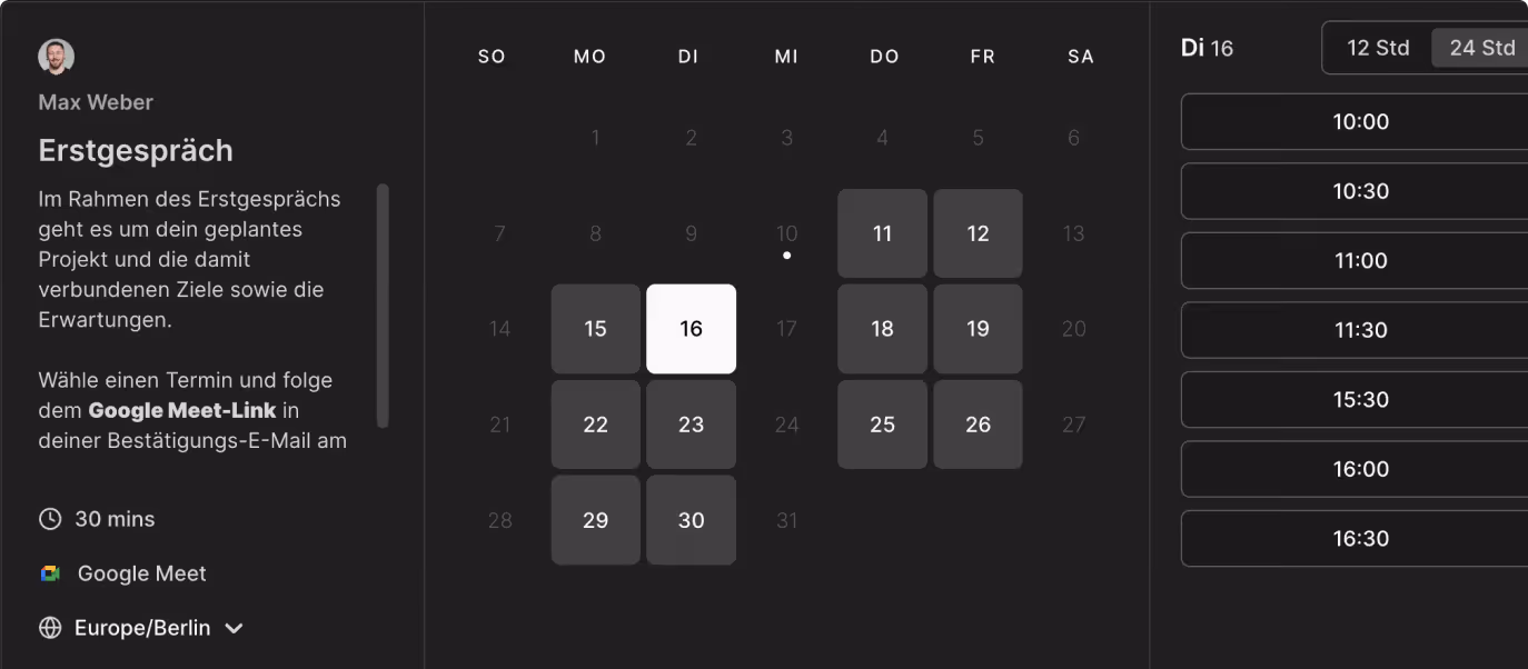 Termin Kalender von Max Weber