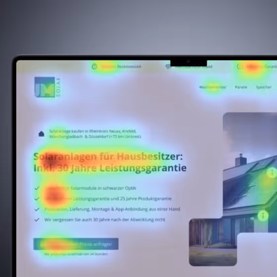Mockup mit Heatmap von Website für eine bessere User Experience bei einer Webflow Website