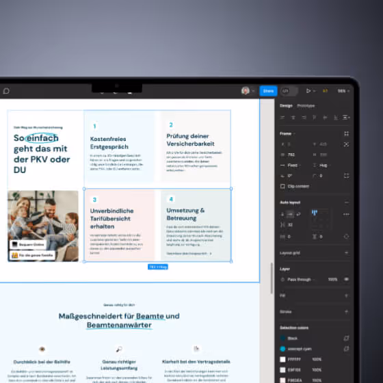 Mockup von einem Website design in Figam