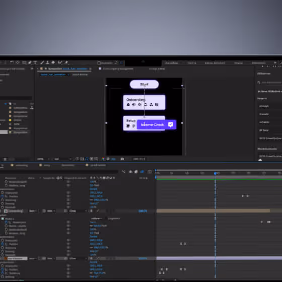 After Effects Timeline für eine Custom Animation einer Website