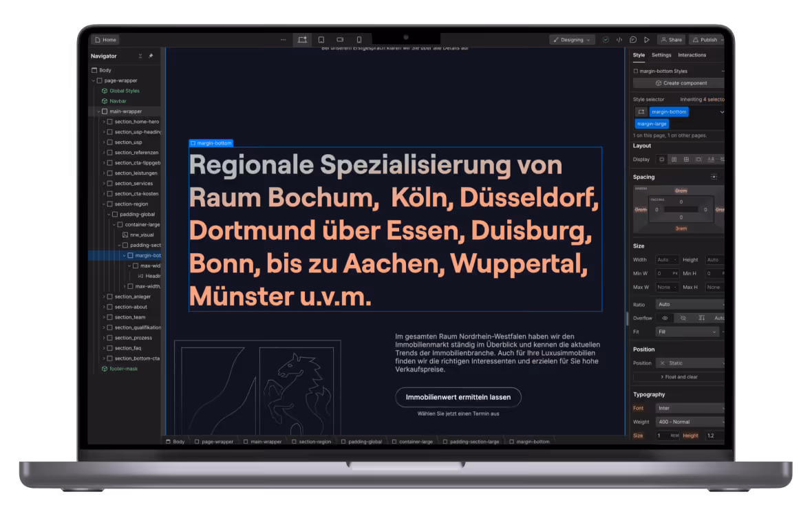 Mockup von einer Website die in Webflow entwickelt wurde
