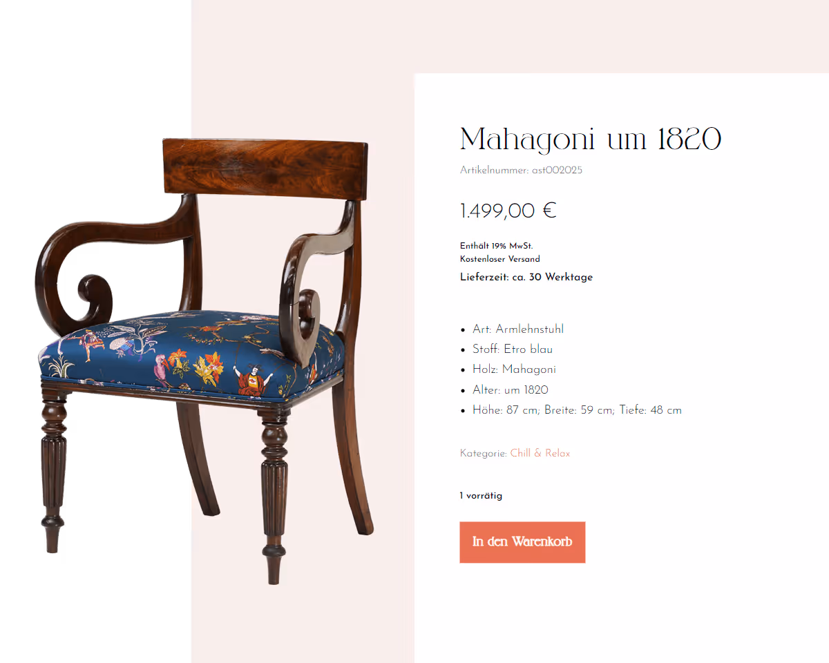 Max Weber Design Onlineshop und Website für Pretty Antique