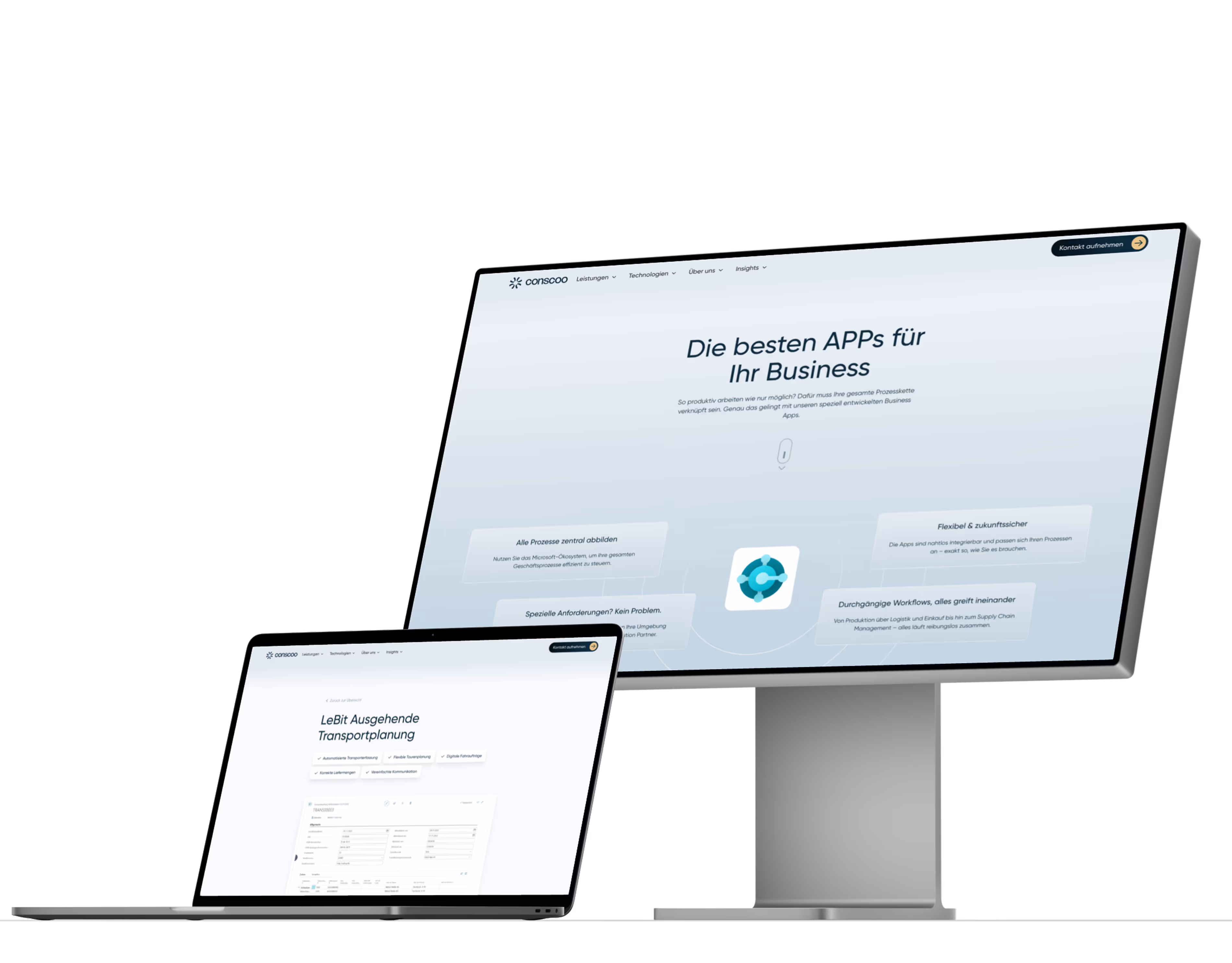 Monitore, die eine Saas Website zeigen, die vom zertifizierten Webflow Entwickler Max Weber gebaut wurde