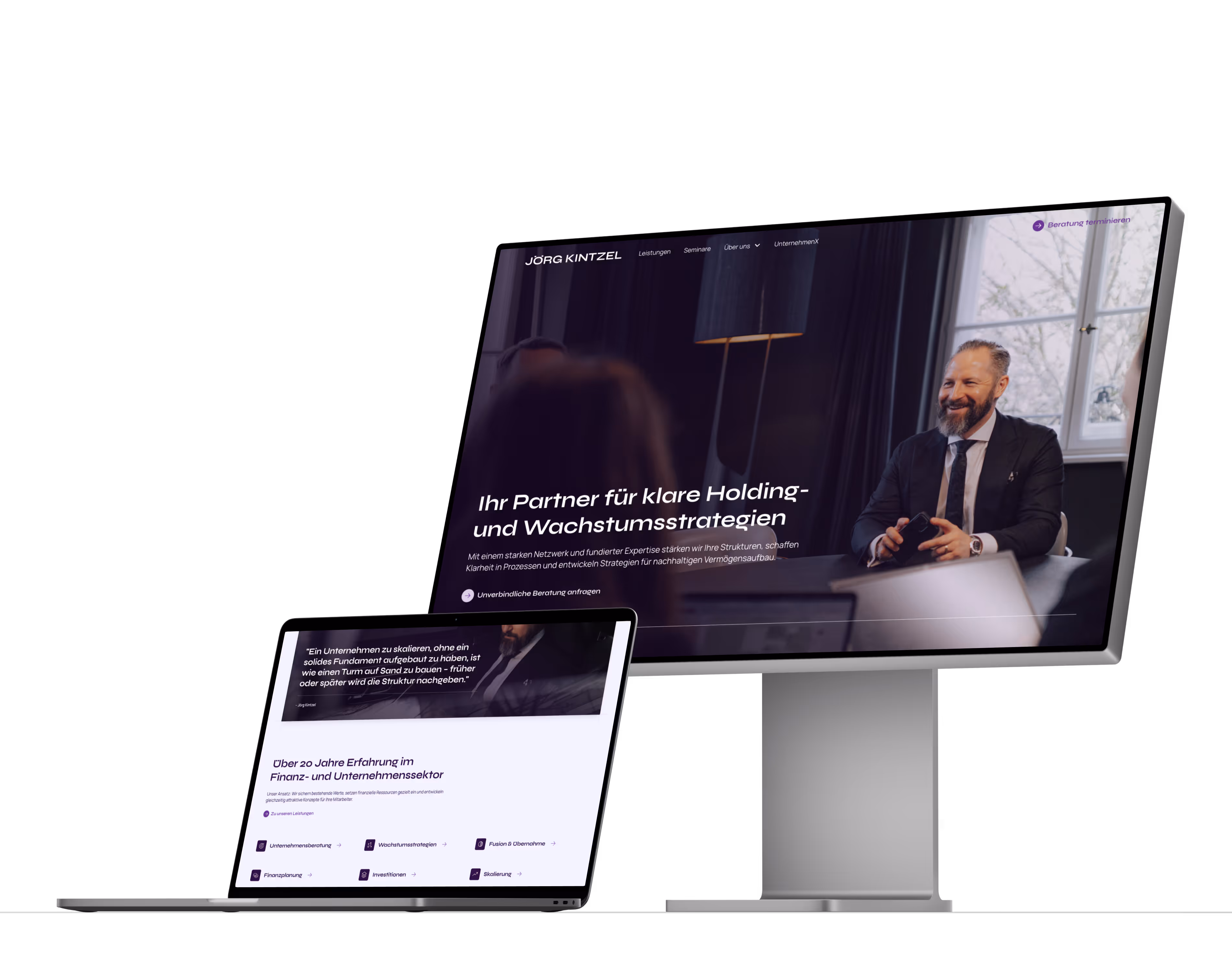 Mockup von Unternehmensberatungs Website, die vom Webflow Experten Max Weber developed wurde