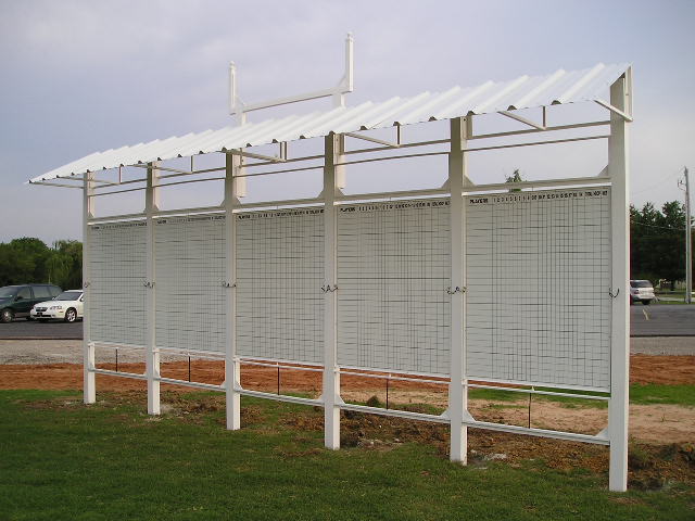 white metal scoreboard