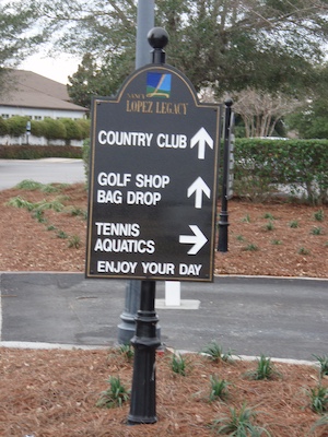black granite directional sign
