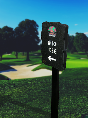 carved black granite tee signs