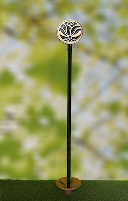 putting stick with cast bronze medallion