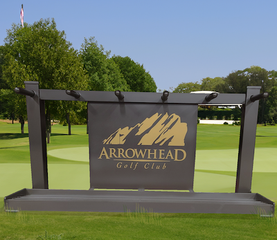 Branded golf course bag drop