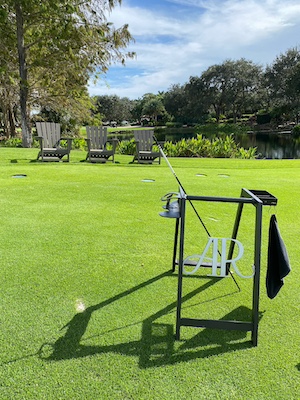 aluminum bagstand with cut metal logo