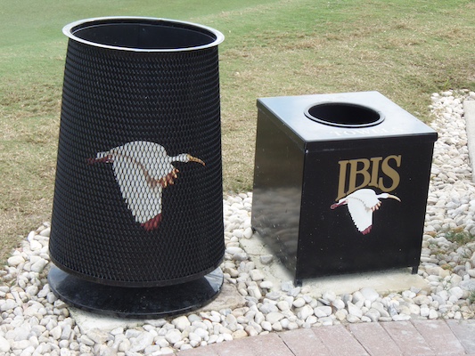 trash can and club cleaner with matching logos