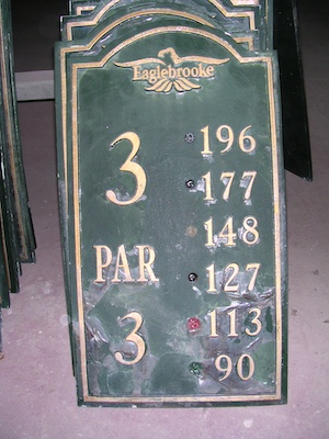 weathered cast bronze tee sign