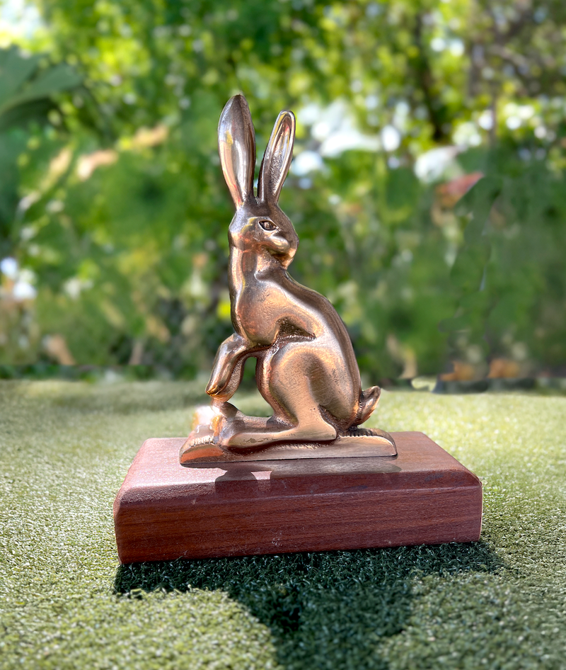cast bronze logo rabbit tee marker