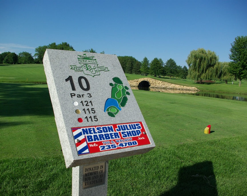 grey granite tee sign with sponsor panel